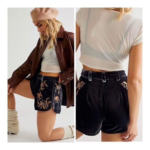 NWT Free People Wild Roses Embroidered Shorts Size 12 - Picture 1 of 9